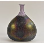 A Kosta Boda Art Glass Volcano series bottle vase, designed by Bertil Vallien,