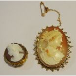 A 15ct gold cameo brooch, the cameo depicting the Greek Goddess,