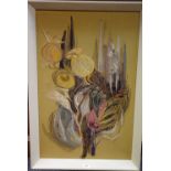 A modern needlework depicting a vase and flowers by Elizabeth Werd