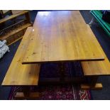 A modern pine breakfast table,