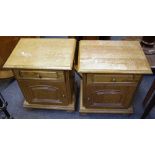 A pair of mid 20th century oak bedside cabinets; a CD rack.