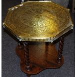 A brass octagonal occasional table