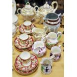 Ceramics - a 19th century gilt three piece tea set; gaudy welsh jug; others Copeland,