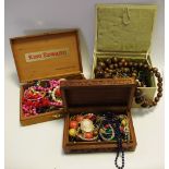 Costume Jewellery - gold coloured metal necklace; brooches; bead necklaces; Ruskin type necklace;