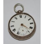 An 18th century silver pocket watch, Roman numerals, subsidiary seconds dial,