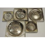 Five Cypriot silver trinket dishes;