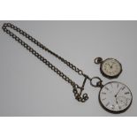 Watches - a 19th century continental white metal open face pocket watch, Bennett Cheapside, London,