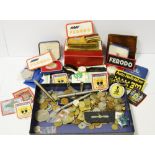 Various early 20th century coins, mainly foreign; sport badges; Parker fountain pen,