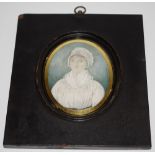 English School, 19th century, a portrait miniature, Duchess of Devonshire, dared 1802,