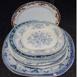 A 19th century blue and white meat plate, c.