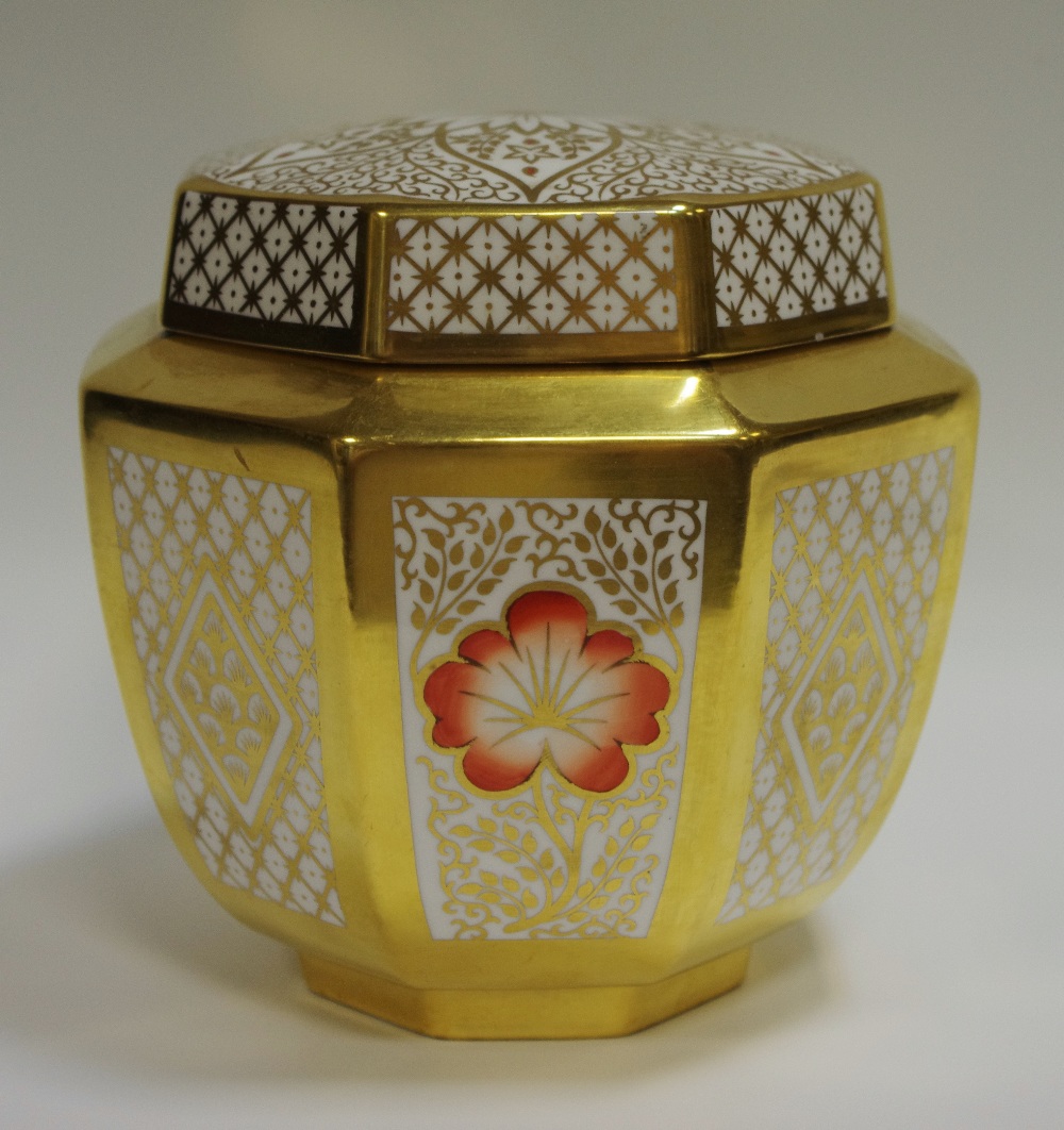 A Caverswall octagonal ginger jar and cover,