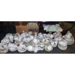 A substantial quantity of decorative tea wares including Royal Albert, Royal Stafford, Crown Royale,