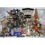 Silver Platedware - various loose cutlery examples; boxed cutlery settings; stop fluted three piece;