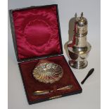 A silver sugar sifter, Viners,