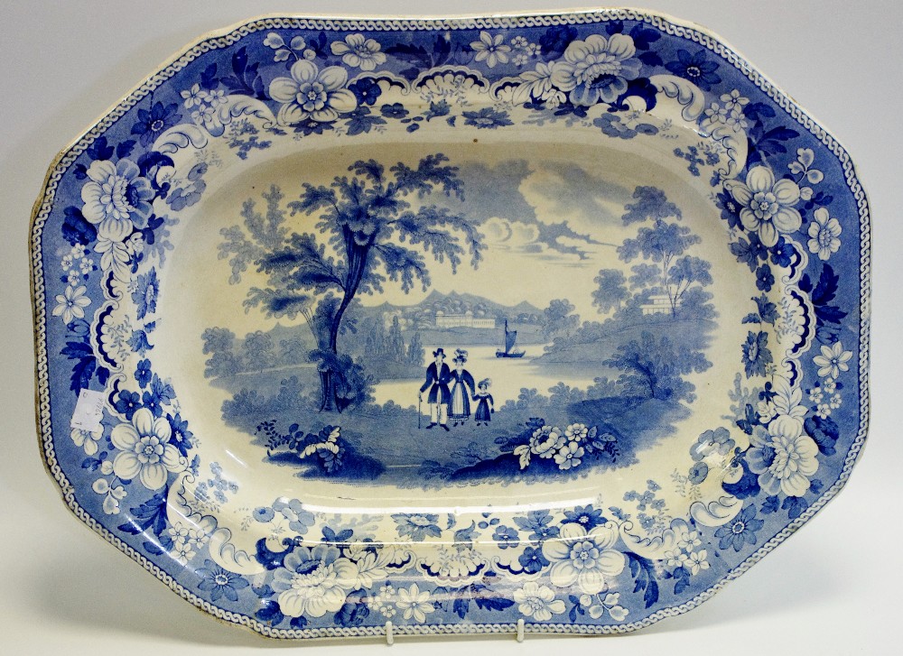 A 19th century Eton College pattern shaped oval meat plate, c.