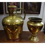 Interior Design - a substantial copper and brass vessel; 19th century warming pans;