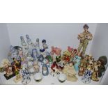 Figures - three Natwest pigs, Nao type clown, Lladro type, etc qty.