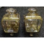 A pair of late 19th/early 20th century silver plated coaching lamps marked London c.