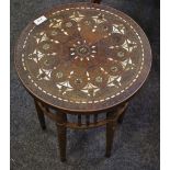 A late 19th/early 20th century Moorish circular hall table,