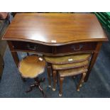 A reproduction mahogany hall table, serpentine front,