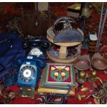 An unusual 20th century oak table top easel; 19th century door plates and escutcheons;