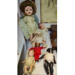 Six mid/early 20th century composition dolls