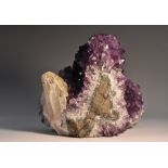 Natural History - Geology, a good amethyst geode, with calcite cubic 'towers',