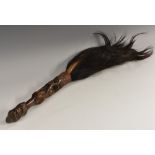 Tribal Art - an African hardwood fly whisk, probably Hemba,