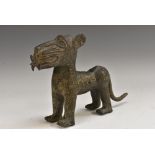 A Benin bronze, of a leopard, 21cm long,