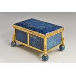 A 19th century 'lapis lazuli' agate rectangular casket, hinged cover,