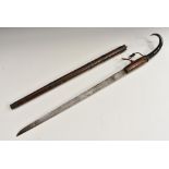 A 19th century Continental sword stick, probably German, 41 com blade, hooked horn handle,