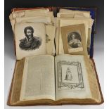 A folio of 18th century and later engravings, prints and pictures, including architecture, tombs,