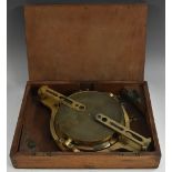 A 19th century lacquered brass surveyor's compass-level, by Davis & Son, London & Derby,