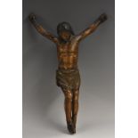 A Continental carved softwood and gesso Corpus Christi, 24cm long,