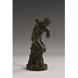 Grand Tour School (19th century), a dark patinated bronze, Discophorus, after the Antique,