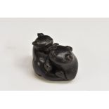 Chinese School, a dark patinated bronze study, cast as a pair of stylised animals, 4.