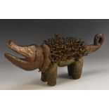 Tribal Art - an African wood and nail fetish dog, of typical form,