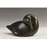 An Inuit stone carving, of a stylised duck,