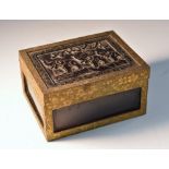 A Chinese gilt metal mounted faux tortoiseshell table snuff box,