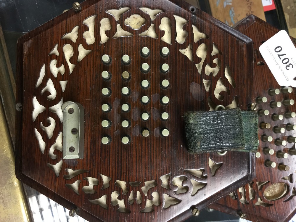 A 19th century rosewood concertina, by C Wheatstone, London, forty-eight keys, - Image 5 of 7