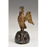A 19th century gilt metal desk model, of an eagle, marble base,