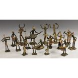 A collection of African painted alloy figures,