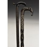 An Anglo-Indian ebony gentleman's walking stick,