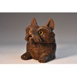 A Black Forest novelty vesta box, carved as a cat,