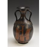 A Grand Tour panathenaic amphora, painted in the Attic manner with ancient Greek figures,