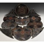 An interesting collection of Gothic Revival leaded stained glass sections and fragments,