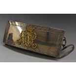 A William IV silver-gilt metal-mounted bowed courier's pouch, probably military,