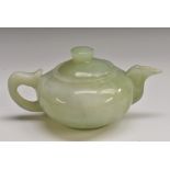 A Chinese jade teapot and cover,