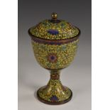 A Chinese cloisonné enamel cup and cover,