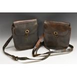 A 19th century leather satchel or dispatch case, 20cm wide; another,